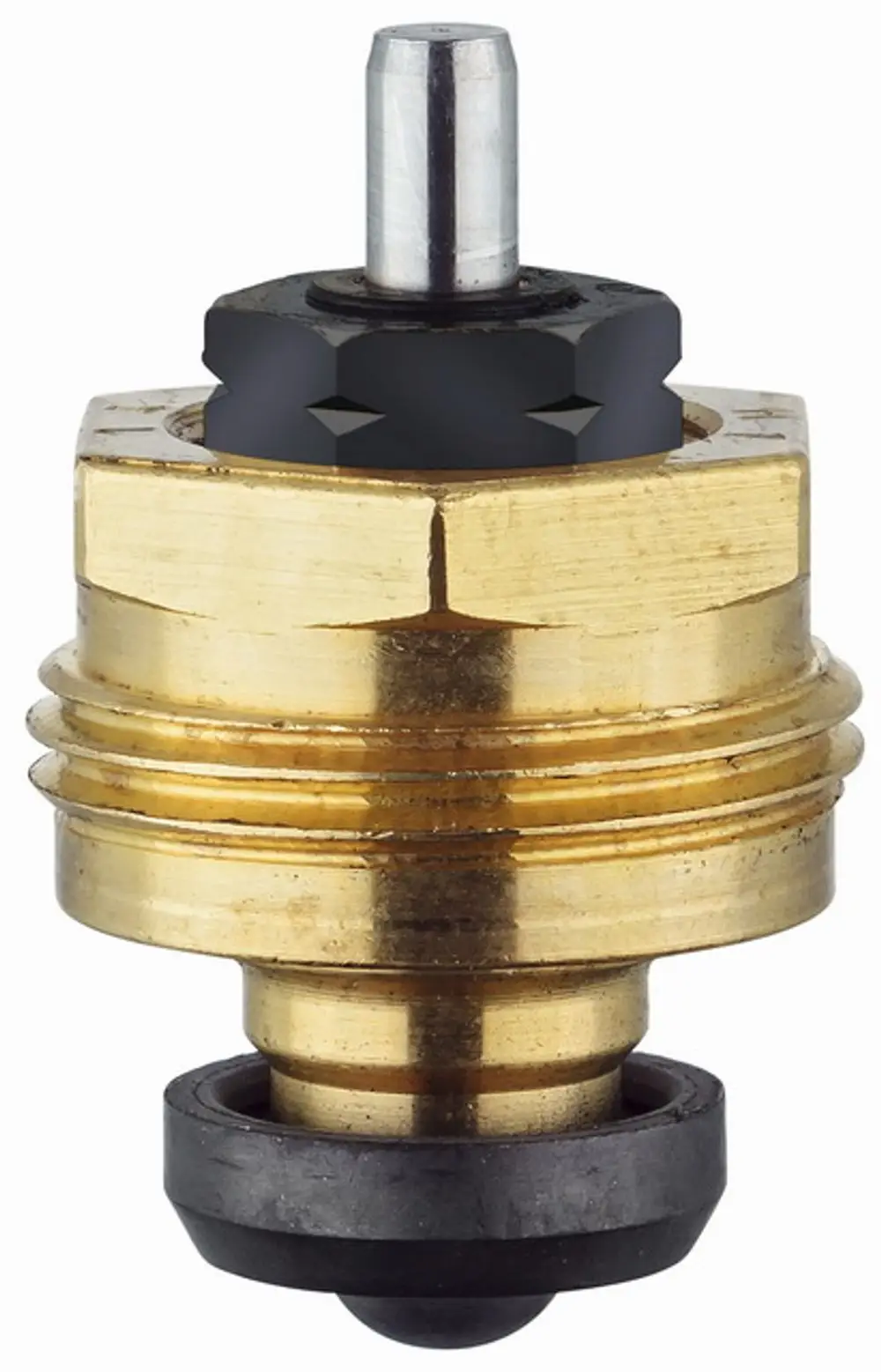 Thermostat-Oberteil aus Messing mit schwarzem Kunststoffverschluss, geeignet für die Verwendung mit IMI Hydronic Engineering Regulierventilen.